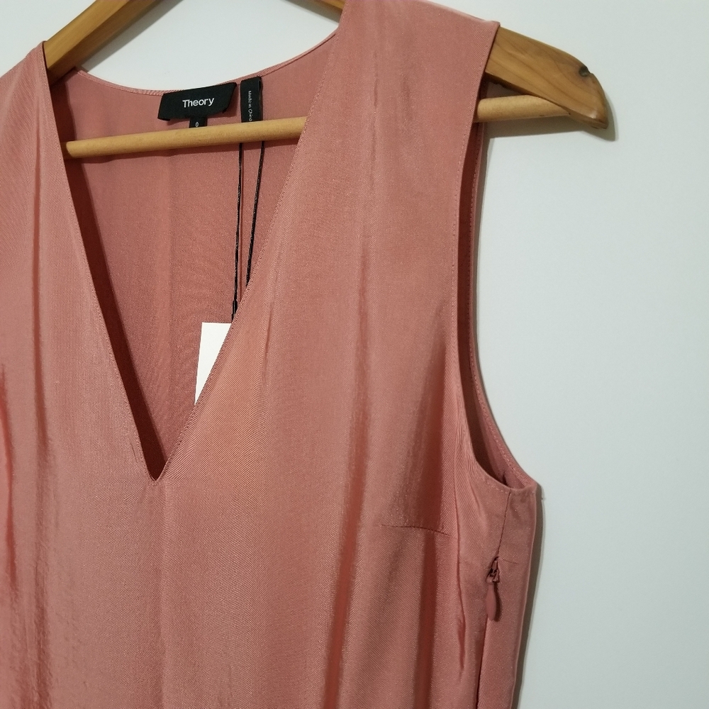 NWT Theory V-Neck Draped Maxi Dress in Deep Carnation (Rose Pink) Size 00, 0, 4 - Picture 8 of 16